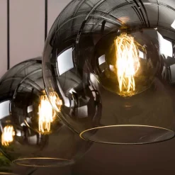 3-flammige Hängelampe mit Glas Kugel Schirmen - Vetrano