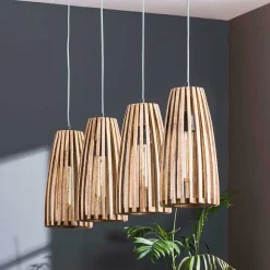 4-flammige Hängelampe mit Holzschirmen - Orvinio