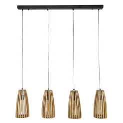 4-flammige Hängelampe mit Holzschirmen - Orvinio