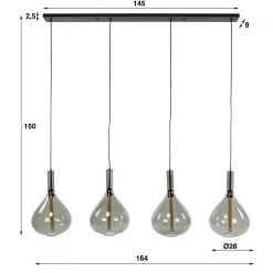 4-flammige Hängelampe mit Tropfen Form Schirmen - United