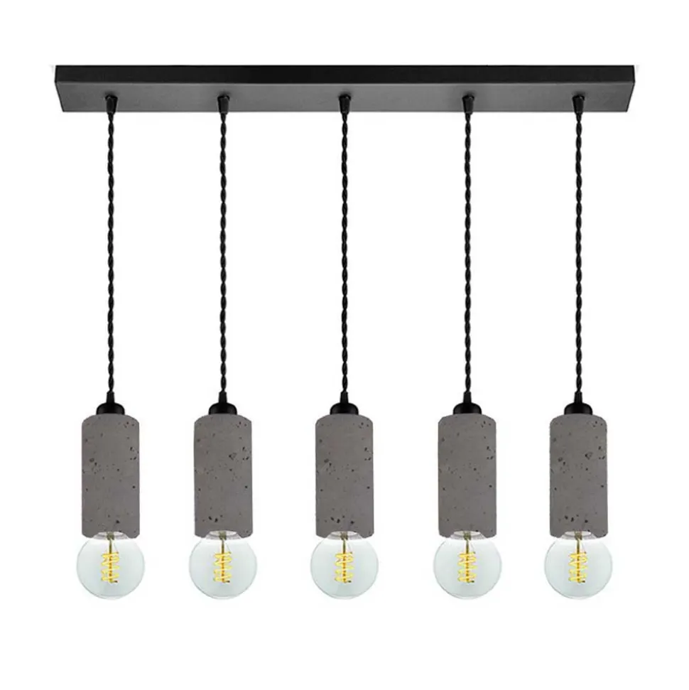 5-flammige Hängeleuchte aus Beton und Metall - Canopuss