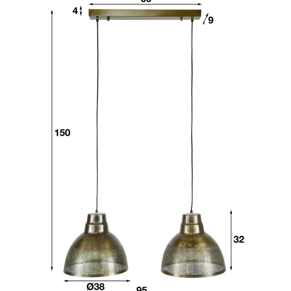 2-flammige Hängeleuchte in Bronze Antik - Jaines