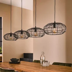 4-flammige Hängeleuchte mit Drahtschirmen - Pardial