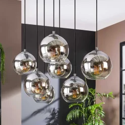 7-flammige Hängeleuchte mit Glaskuppeln - Sanne