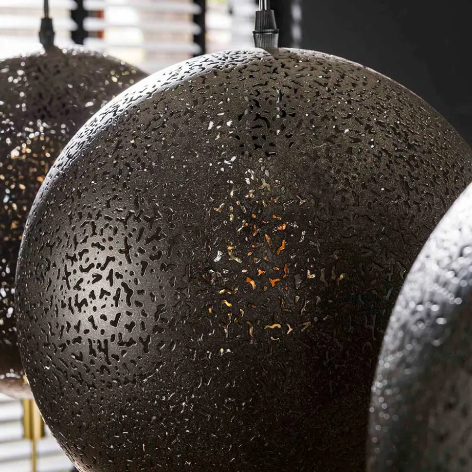 3-flammige Kugel-Hängelampe in Schwarz - Feixon