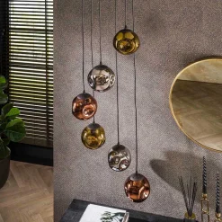 6-flammige Leuchte mit Kugelschirmen aus Glas - Polar