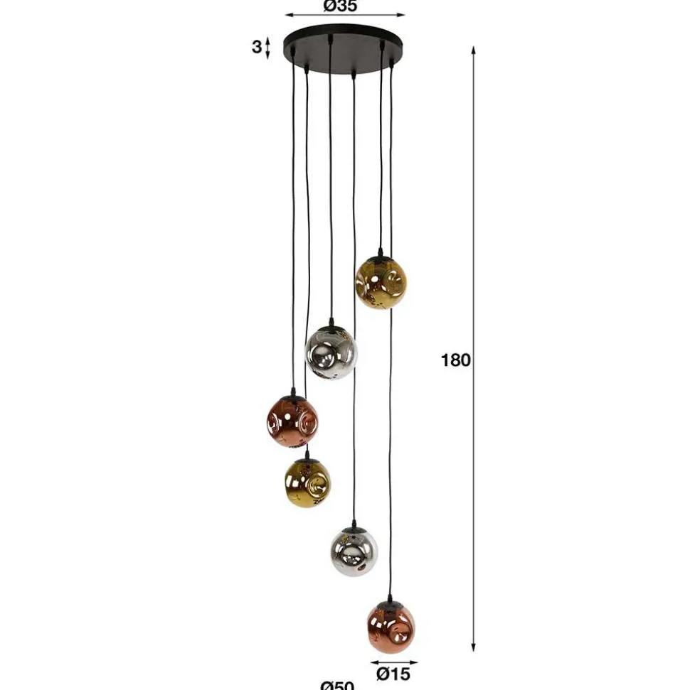 6-flammige Leuchte mit Kugelschirmen aus Glas - Polar