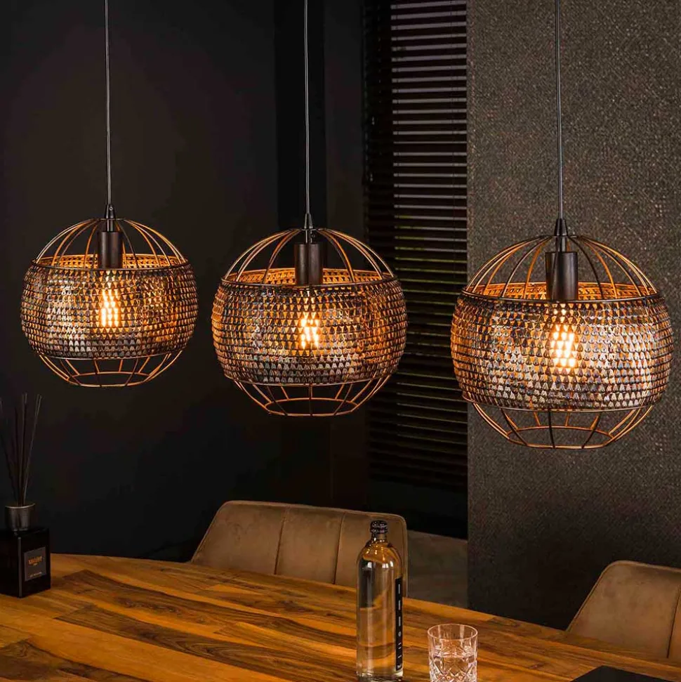 3-flammige Metall Hängeleuchte in Schwarzbraun - Casamarina