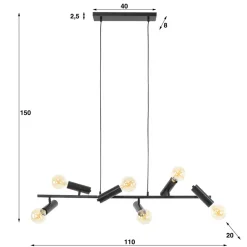 6-flammige Pendelleuchte in Anthrazit - Gozoa