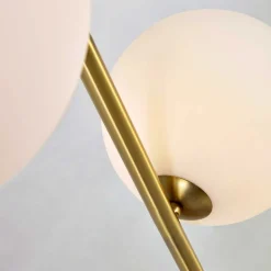 2-flammige Stehleuchte mit weißen Glas Kugelschirmen - Partiona