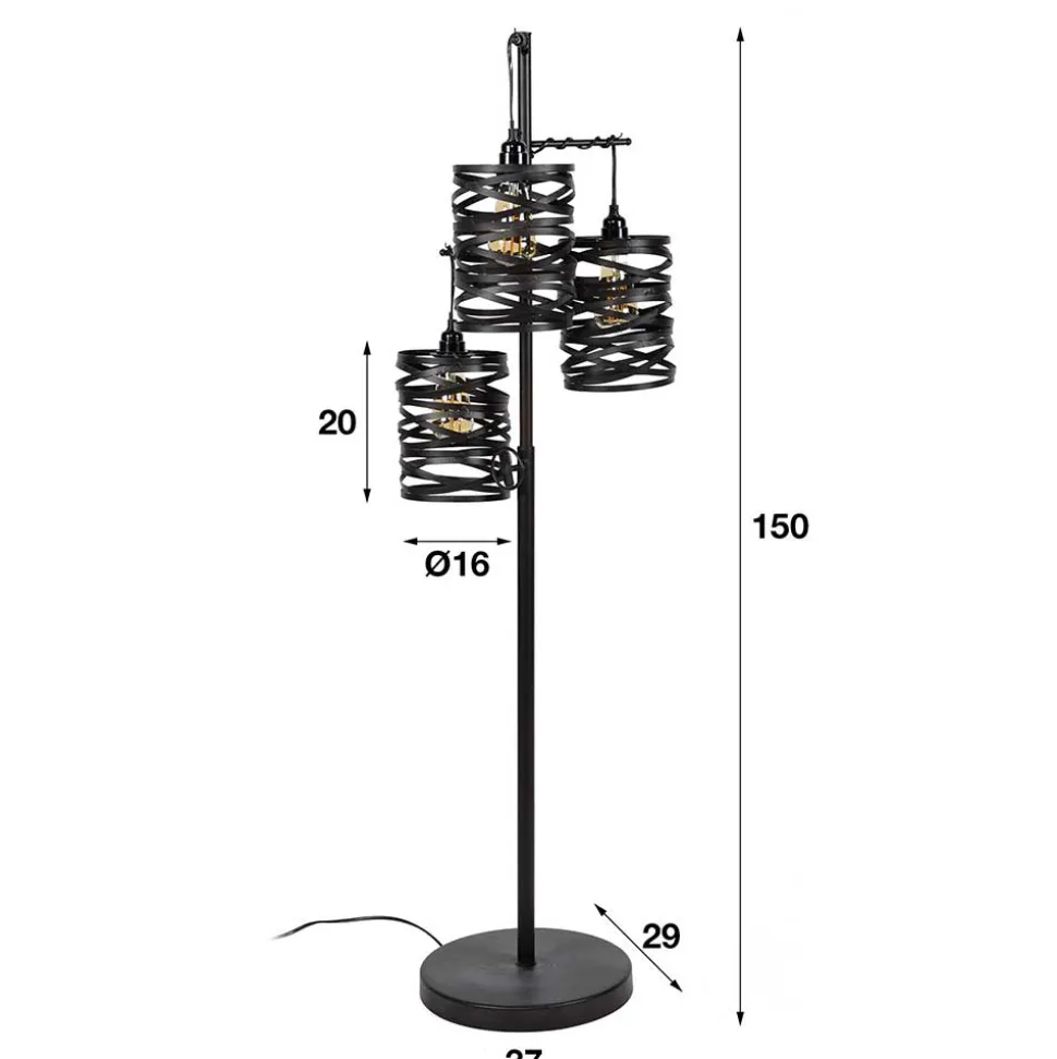 3-flammiger Stehleuchter in Anthrazit Metall - mexiko