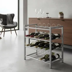 Flaschen Ablageregal Aranon in Silber