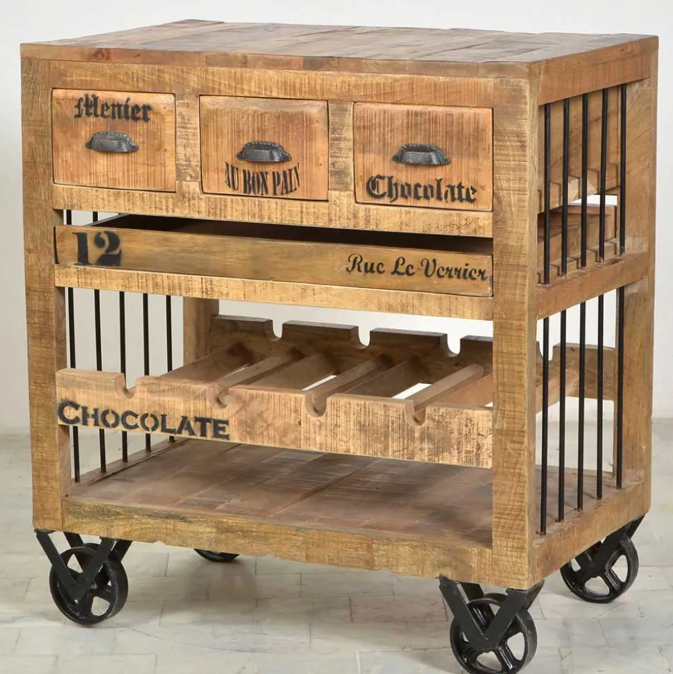 Flaschenkommode Indri auf Rollen