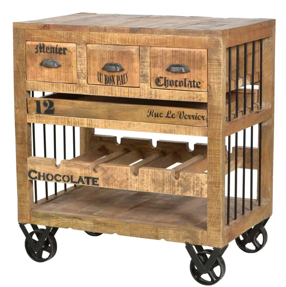 Flaschenkommode Indri auf Rollen