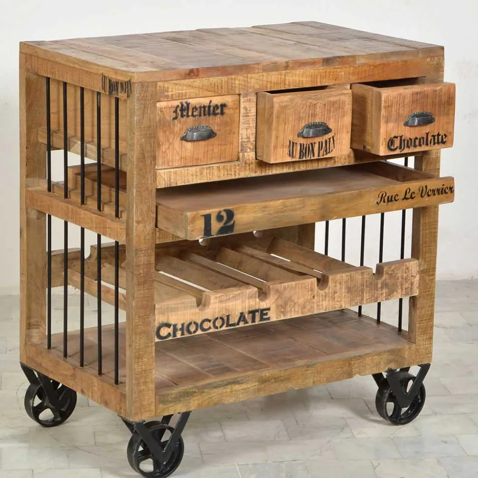 Flaschenkommode Indri auf Rollen