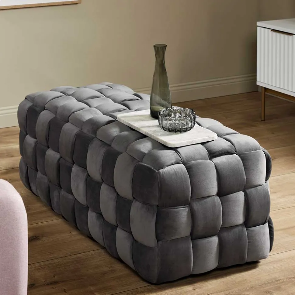 Flechtdesign Samtbank in Platingrau - Lessia