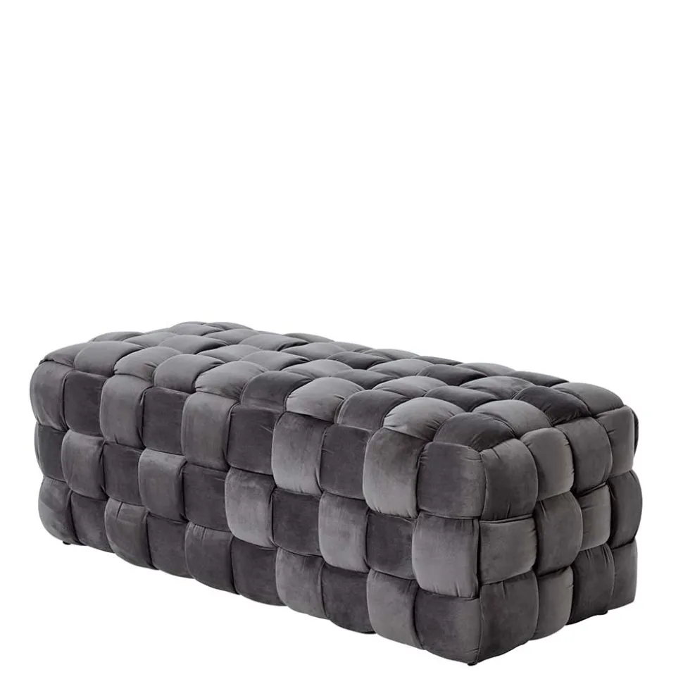 Flechtdesign Samtbank in Platingrau - Lessia