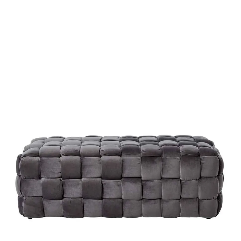 Flechtdesign Samtbank in Platingrau - Lessia