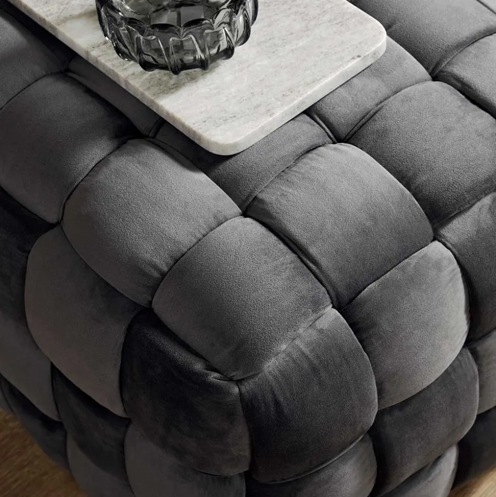 Flechtdesign Samtbank in Platingrau - Lessia