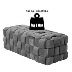 Flechtdesign Samtbank in Platingrau - Lessia