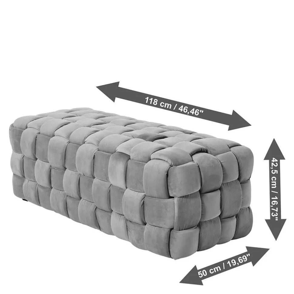 Flechtdesign Samtbank in Platingrau - Lessia