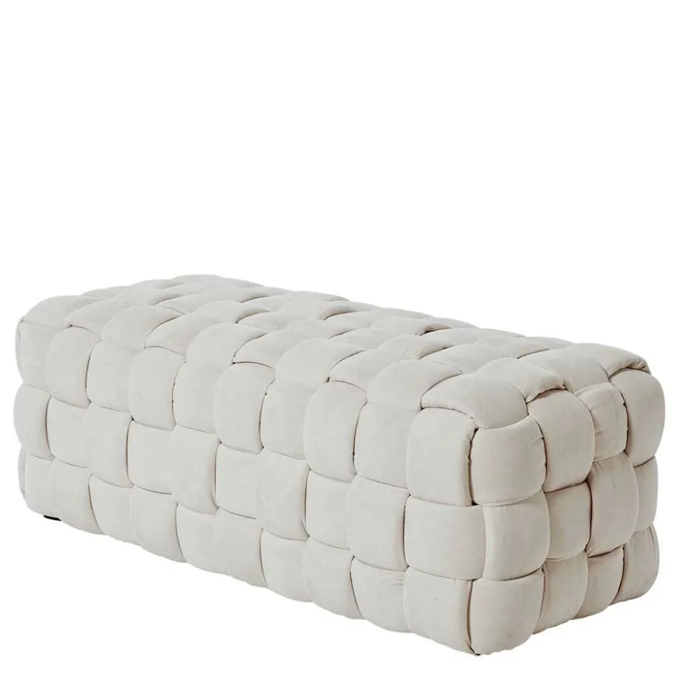 Flechtoptik Polsterbank in Cremeweiß - Vignus