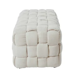 Flechtoptik Polsterbank in Cremeweiß - Vignus