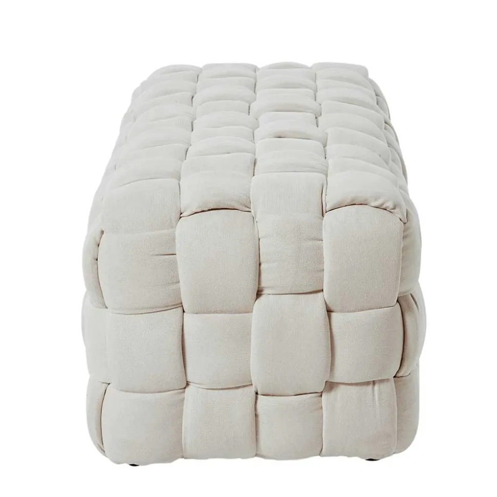 Flechtoptik Polsterbank in Cremeweiß - Vignus