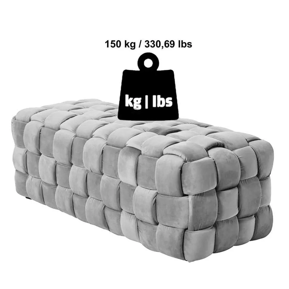 Flechtoptik Polsterbank in Cremeweiß - Vignus