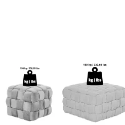 Flechtoptik Sitzhocker in Platingrau - Lydosca