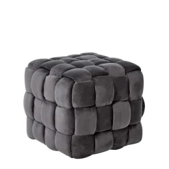 Flechtoptik Sitzhocker in Platingrau - Lydosca