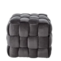 Flechtoptik Sitzhocker in Platingrau - Lydosca