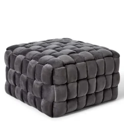 Flechtoptik Sitzhocker in Platingrau - Lydosca