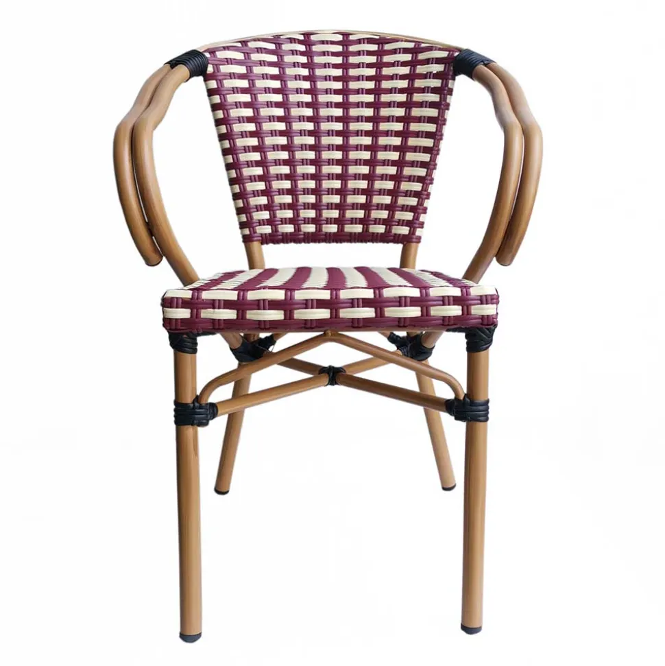 Flechtsessel aus Kunstrattan in Rot & Weiß - Fascinoso (2er Set)