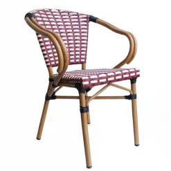 Flechtsessel aus Kunstrattan in Rot & Weiß - Fascinoso (2er Set)