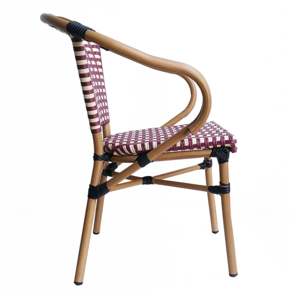 Flechtsessel aus Kunstrattan in Rot & Weiß - Fascinoso (2er Set)