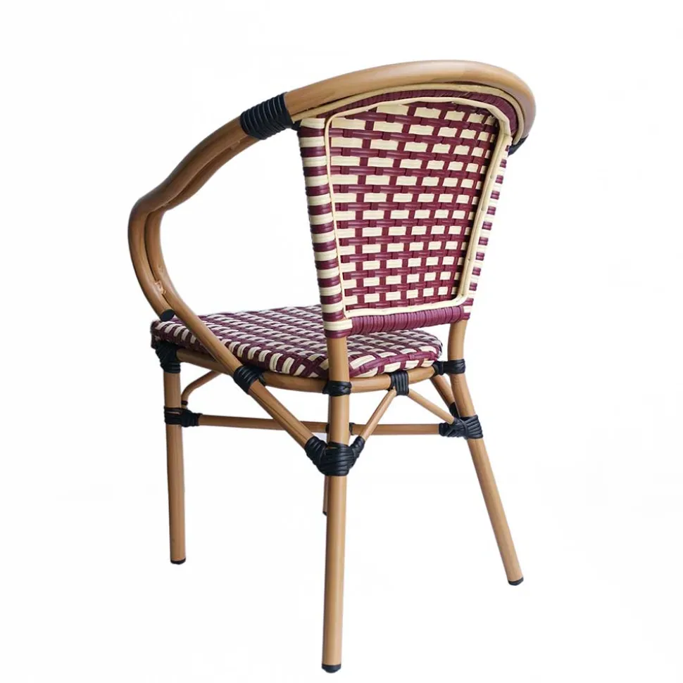 Flechtsessel aus Kunstrattan in Rot & Weiß - Fascinoso (2er Set)