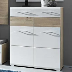 Flur Schuhschrank Brosgo in Weiß Silbereiche