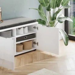 Flurbank mit Türen in Weiß mit Glasfront - Kofi