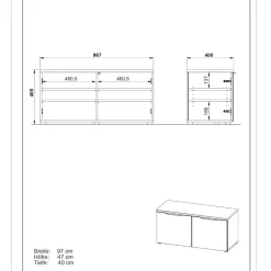 Flurbank mit Türen in Weiß mit Glasfront - Kofi