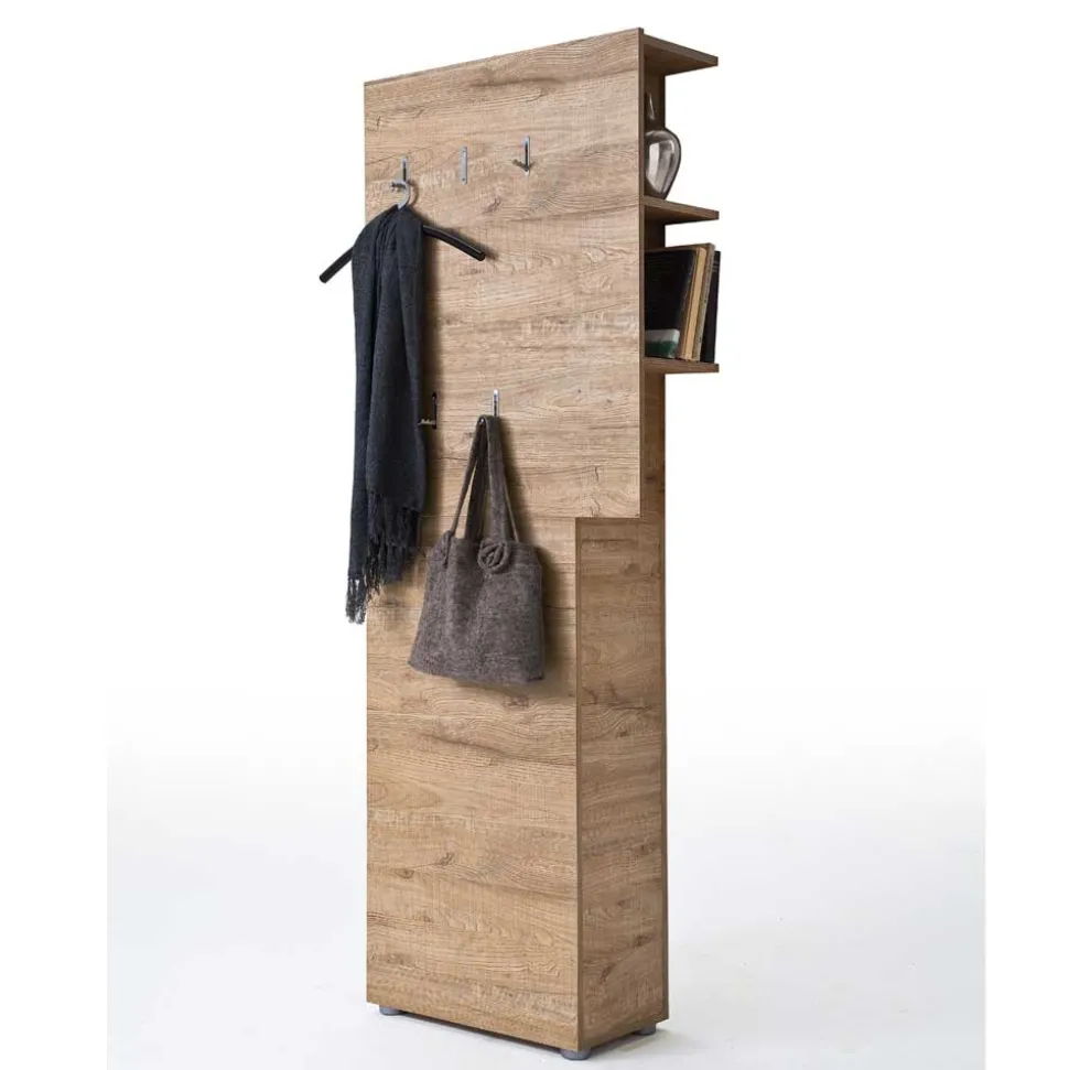 Flurgarderobenset Grasido in Weiß Hochglanz Eiche (dreiteilig)