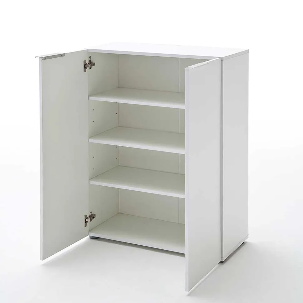 Flurgarderobenset Grasido in Weiß Hochglanz Eiche (dreiteilig)