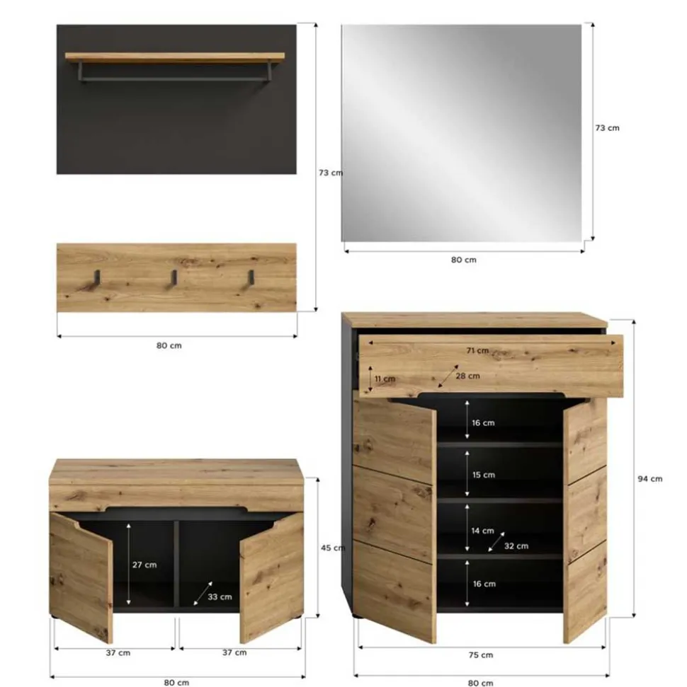 Flurmöbel Kombination modern - Norja (fünfteilig)