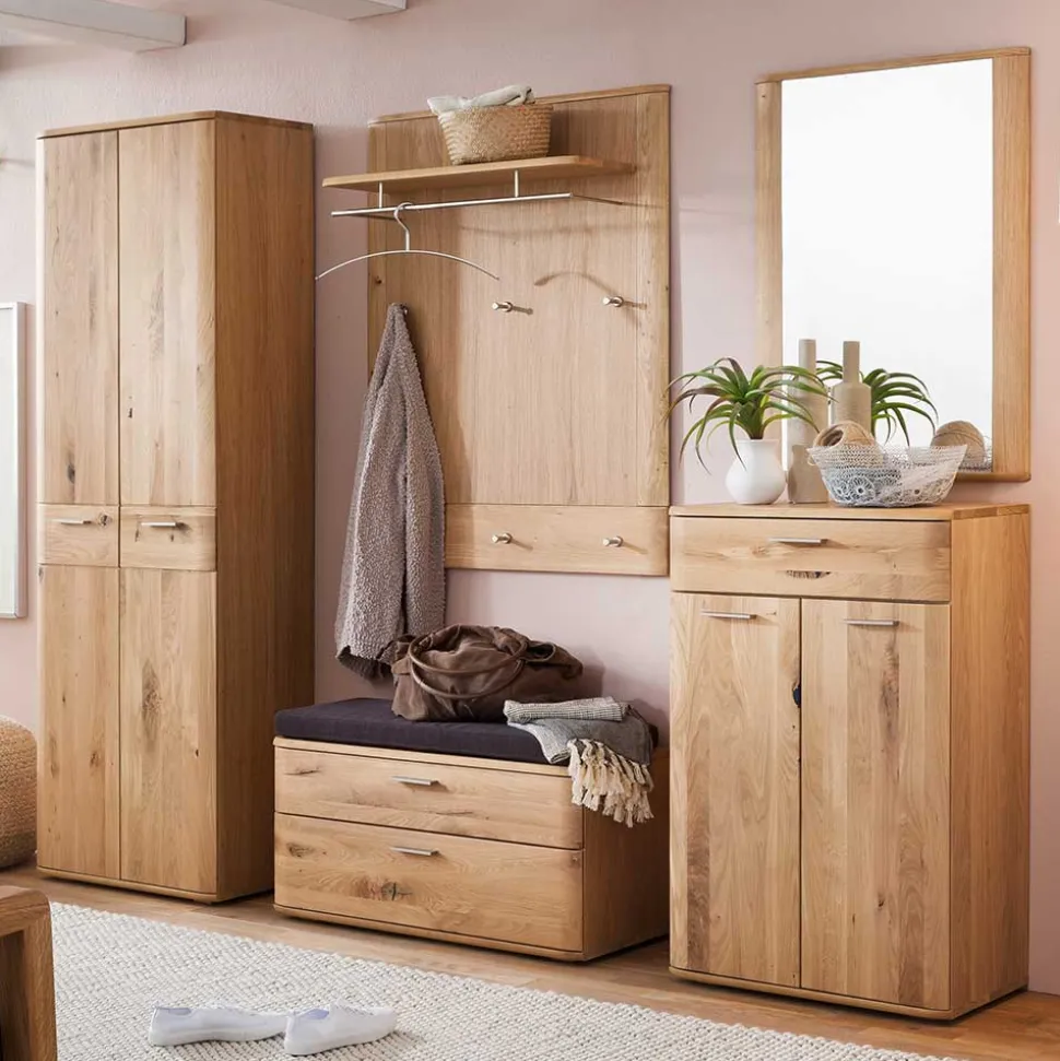 Flurmöbel Set in Eiche Bianco - Mabasa (fünfteilig)