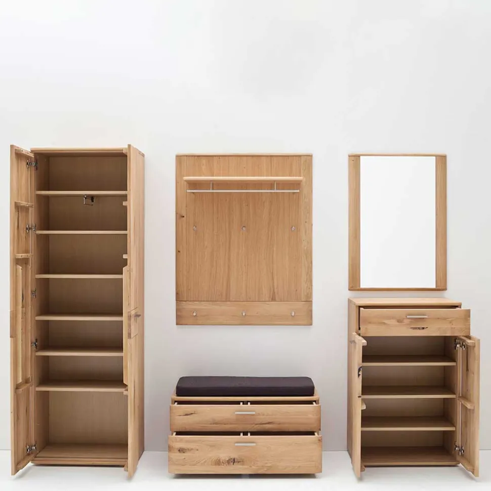 Flurmöbel Set in Eiche Bianco - Mabasa (fünfteilig)