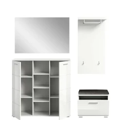 Flurmöbel Set in Weiß HG - Rugova (vierteilig)