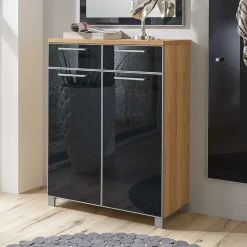 Flurmöbel Set Lalaika in Anthrazit Glas beschichtet (dreiteilig)