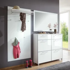 Flurmöbel Set Zoricano in Weiß Glas beschichtet (dreiteilig)