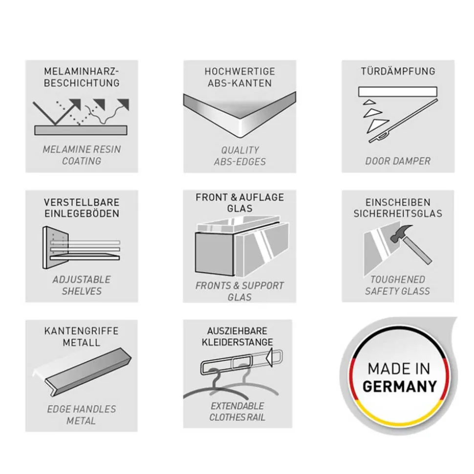 Flurschrank mit Glasfront in Weiß - Kofi