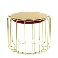 Formschöner Hocker Tisch in Rot Samt - Loyadica